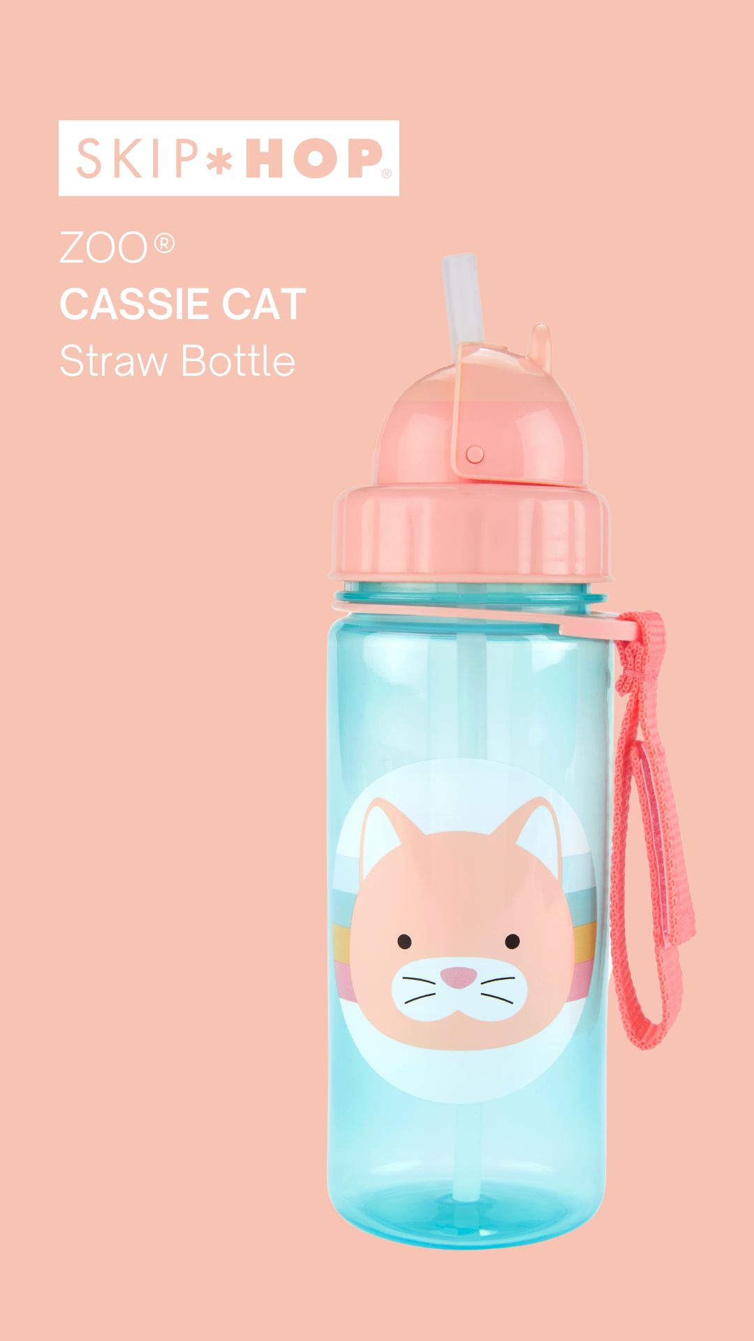 Skip Hop ZOO PP Straw Bottle 390ml - Cat