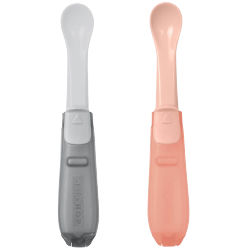 Skip Hop Easy-Fold Travel Spoons - Grey & Soft Coral (2-Pack)