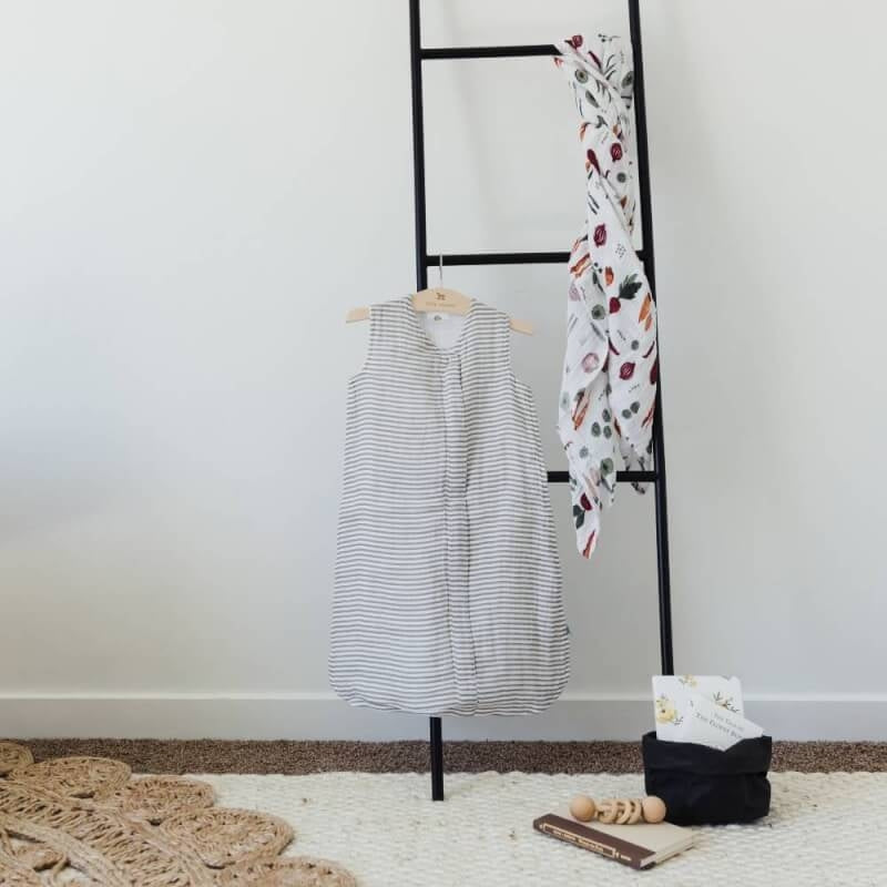 Little Unicorn Grey Stripe Muslin Sleeping Bag