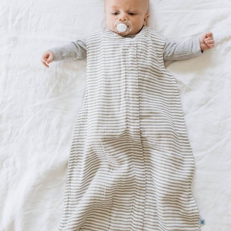 Little Unicorn Grey Stripe Muslin Sleeping Bag