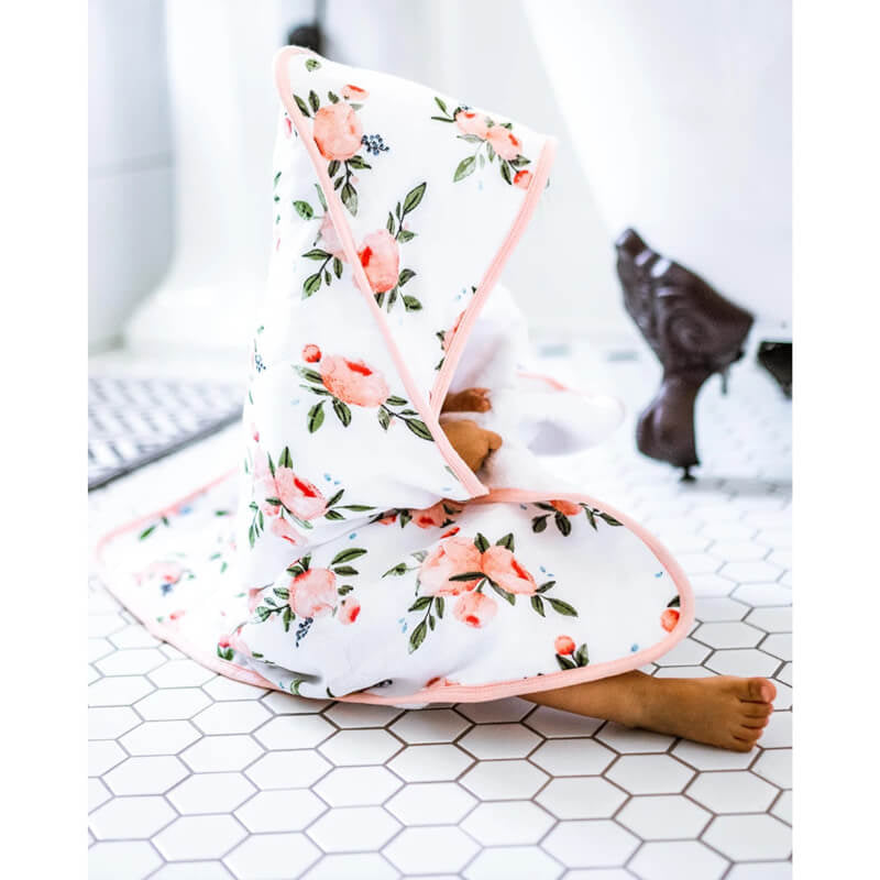 Little Unicorn Hooded Towel & Wash Cloth - Watercolour Roses