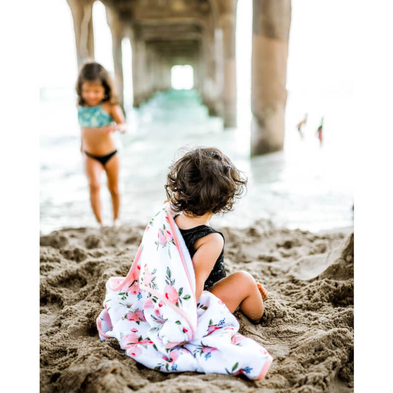 Little Unicorn Hooded Towel & Wash Cloth - Watercolour Roses