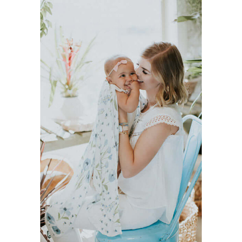 Little Unicorn Muslin Swaddle - Blue Windflower