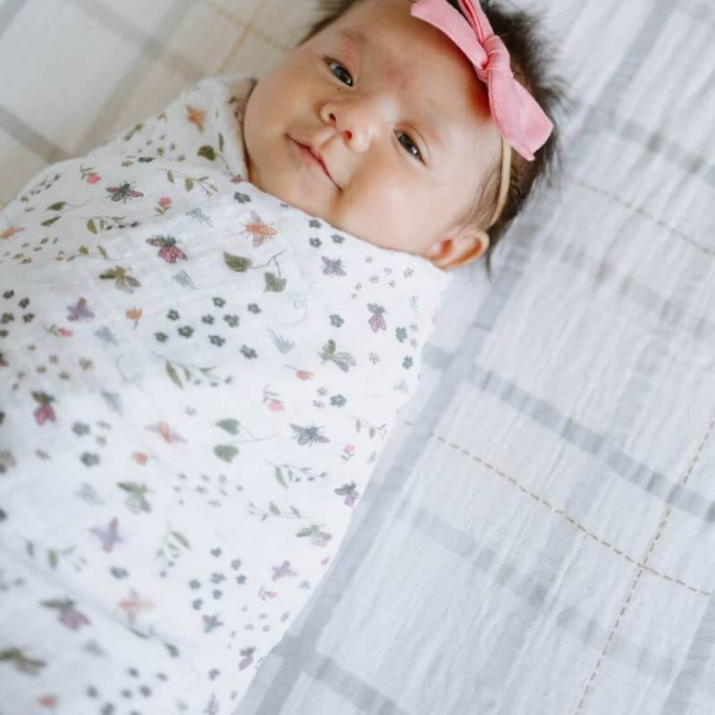 Little Unicorn Muslin Swaddle Set - Garden Bees