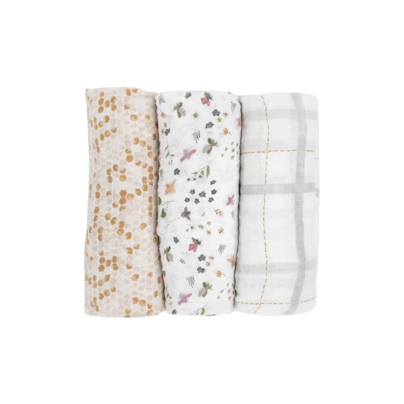 Little Unicorn Muslin Swaddle Set - Garden Bees