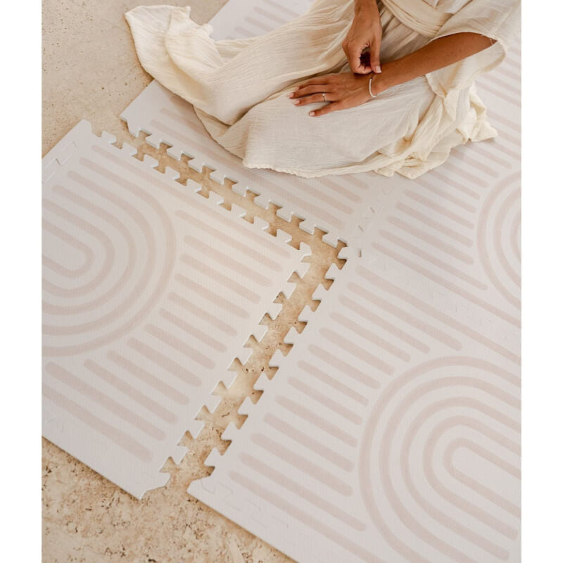 Toddlekind Premium Foam Play Mats 120x180cm - Linear Collection - Linen