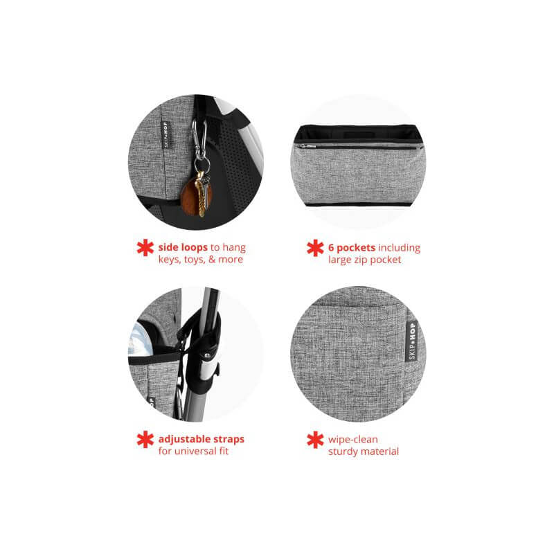 Skip Hop Grab & Go Ultra Stroller Organiser - Grey Melange