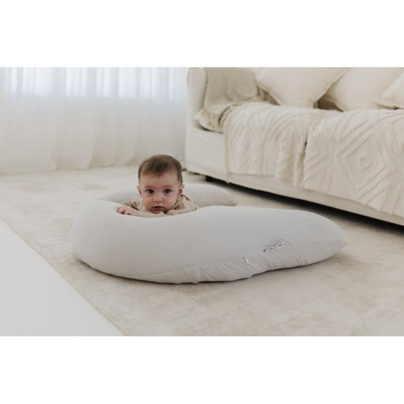 Maternity and Nursing Pillow - Light Grey Muslin