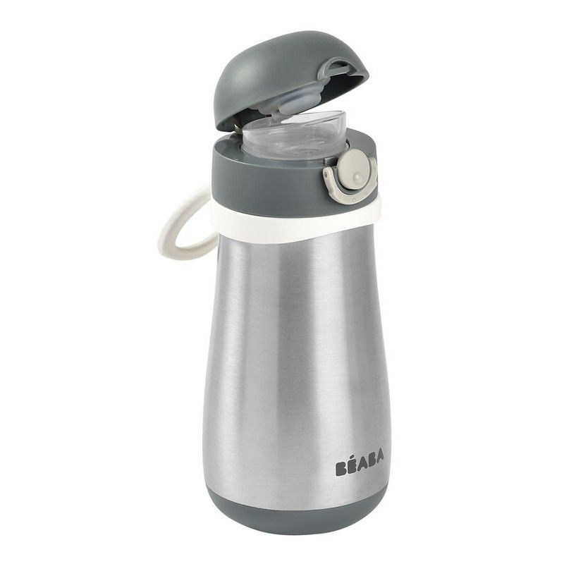 Beaba Stainless Steel Spout Bottle 350ml - Mineral Grey