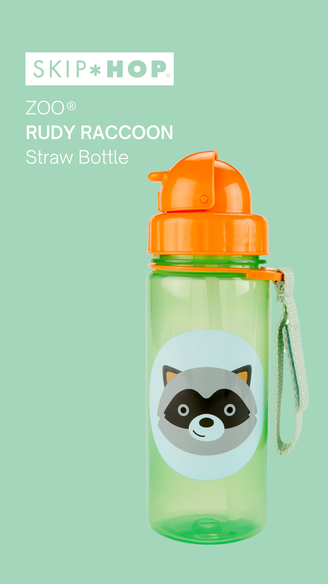 Skip Hop ZOO PP Straw Bottle 390ml - Raccoon