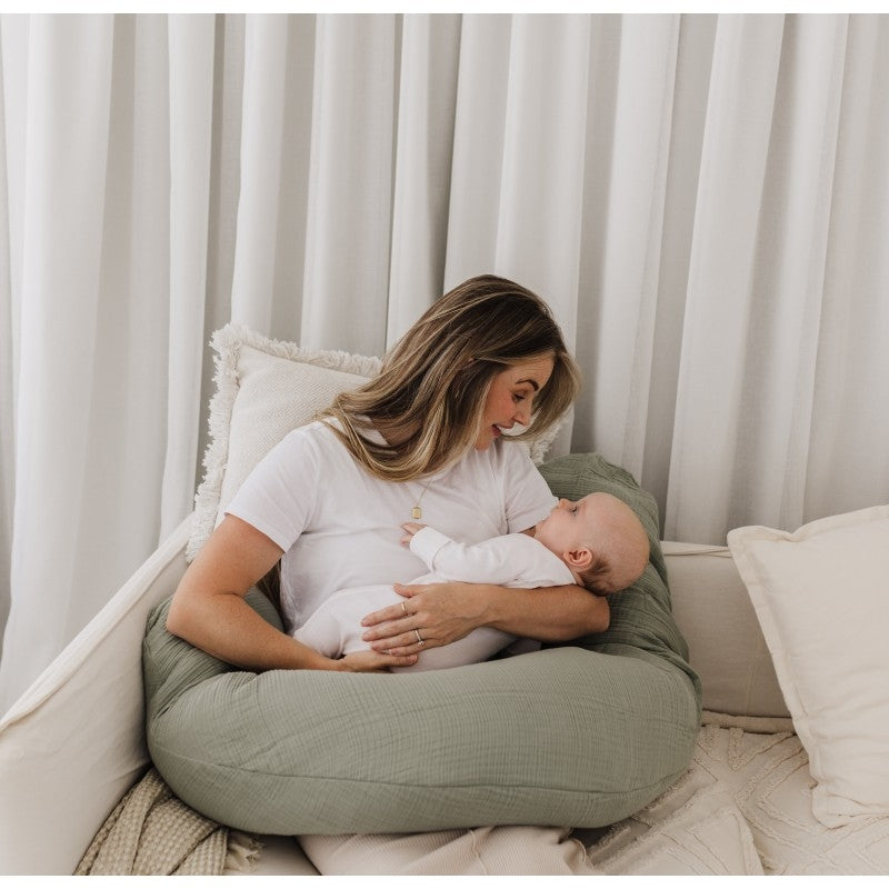 Maternity and Nursing Pillow - Sage Muslin