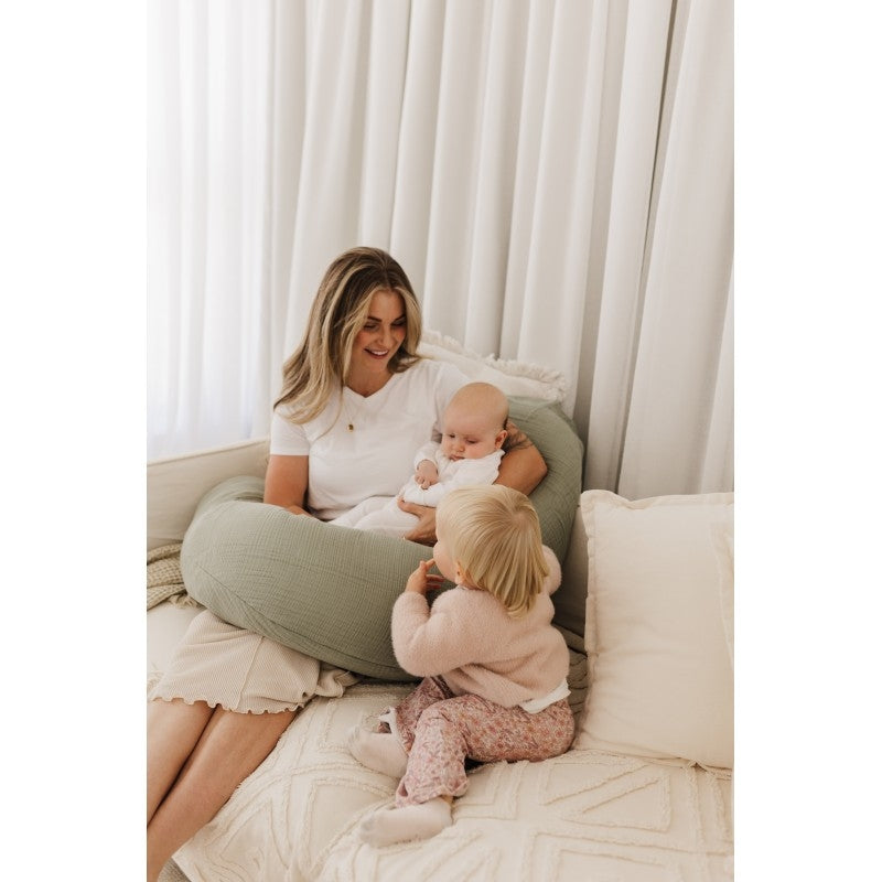 Maternity and Nursing Pillow - Sage Muslin