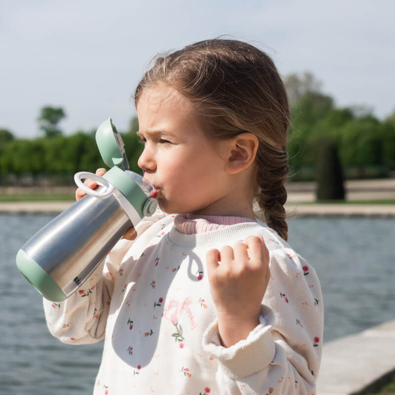 Beaba Stainless Steel Spout Bottle 350ml - Sage Green