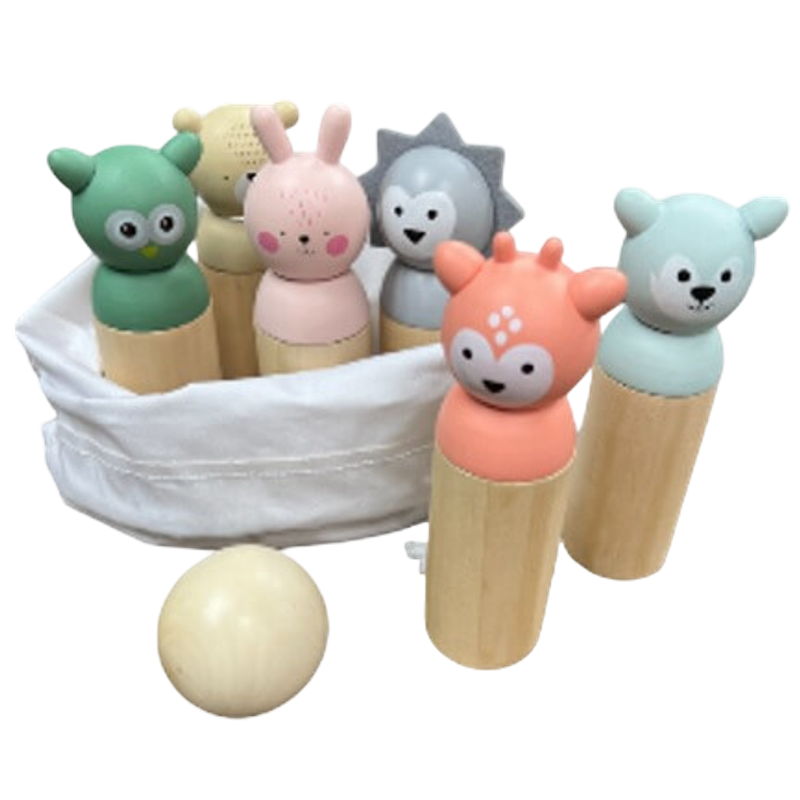 Bubble Wooden Animal Bowling Set