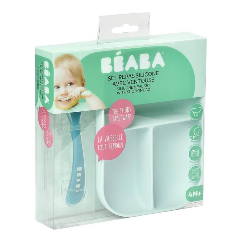 Beaba Divided Silicone Plate and Spoon Set