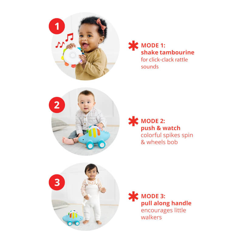 Skip Hop Explore & More Dinosaur 3-In-1 Baby Musical Pull Toy
