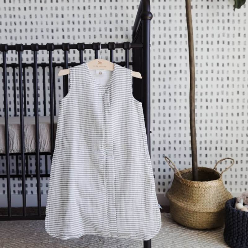 Little Unicorn Grey Stripe Muslin Sleeping Bag