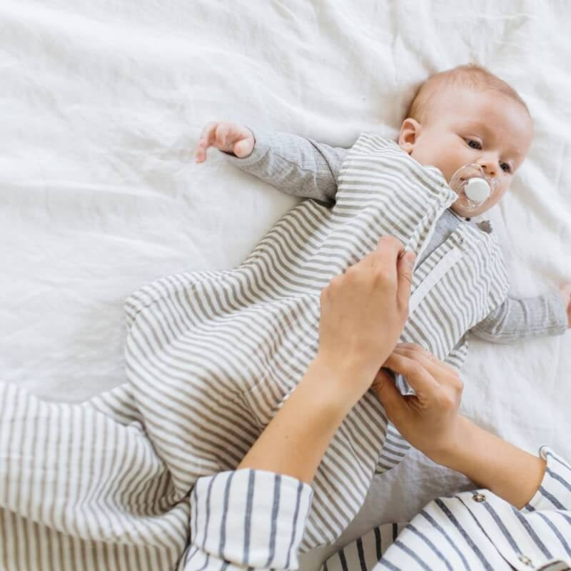 Little Unicorn Grey Stripe Muslin Sleeping Bag