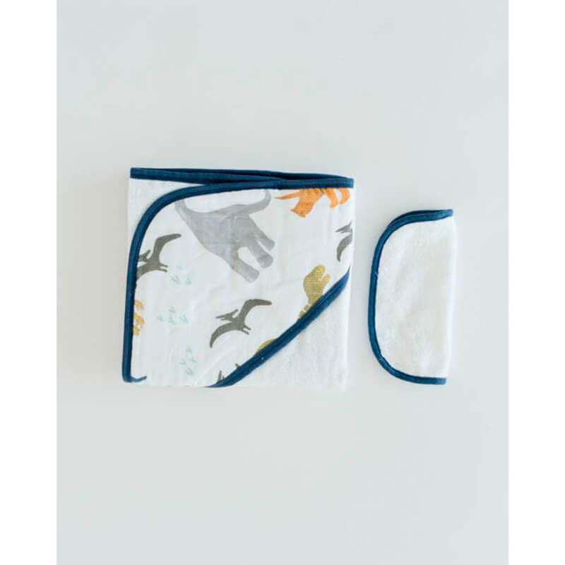 Little Unicorn Hooded Towel & Wash Cloth - Dino Friends