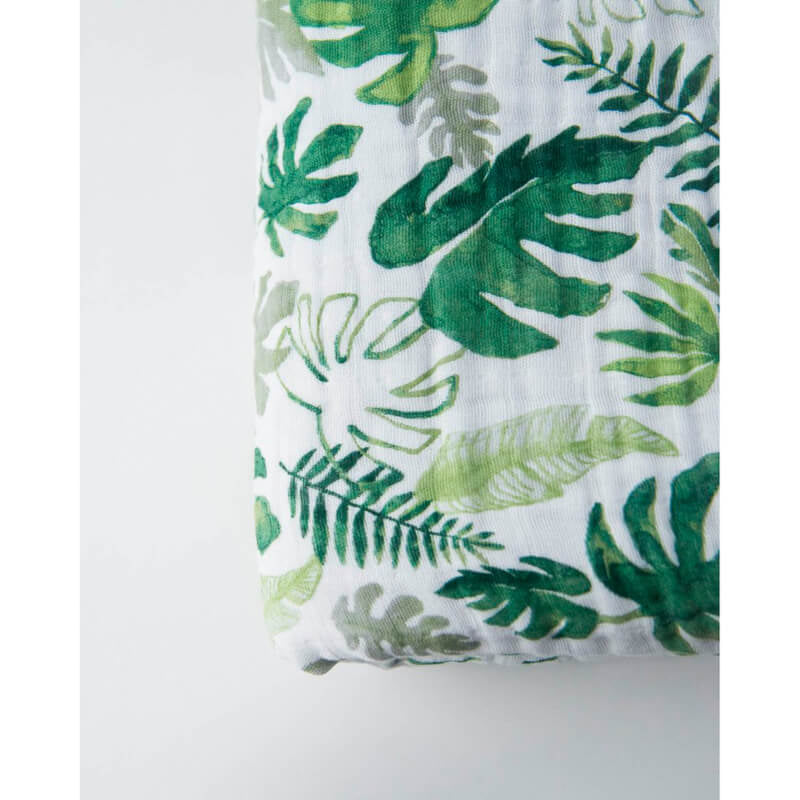 Little Unicorn Hooded Towel & Wash Cloth - Tropical Leaf