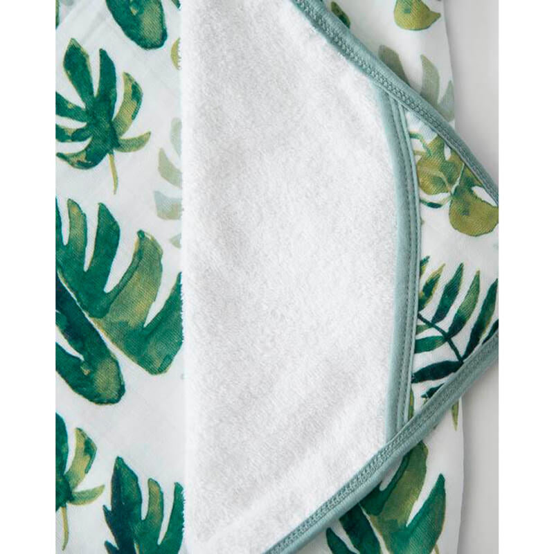 Little Unicorn Hooded Towel & Wash Cloth - Tropical Leaf