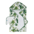 Little Unicorn Hooded Towel & Wash Cloth - Tropical Leaf