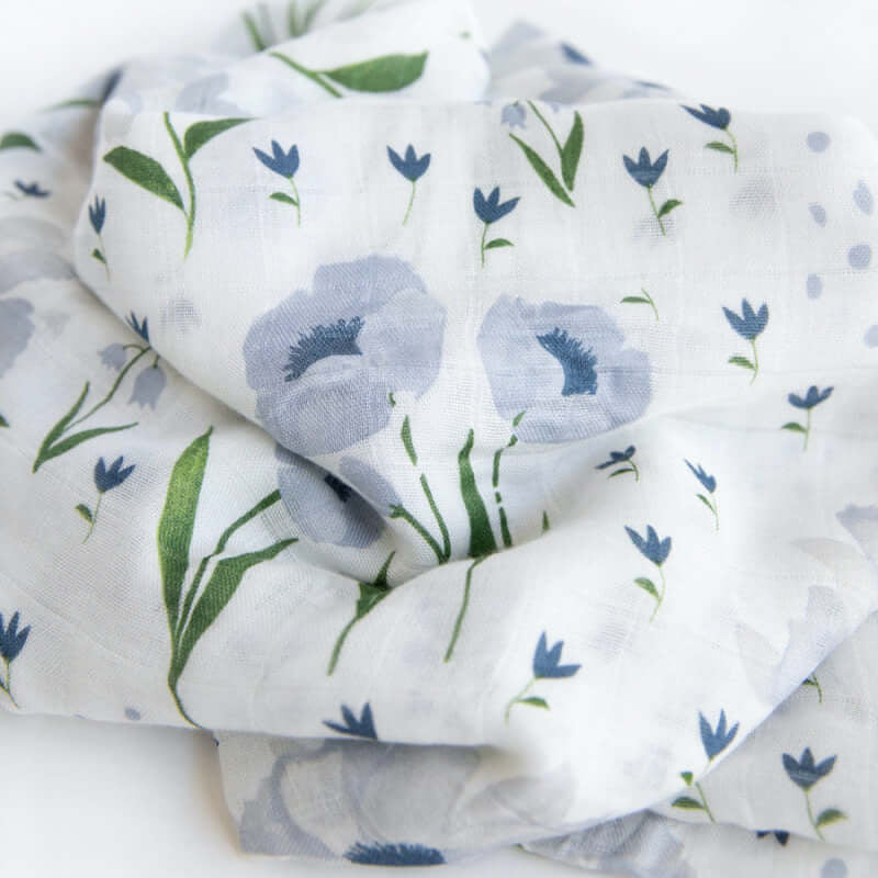 Little Unicorn Muslin Swaddle - Blue Windflower