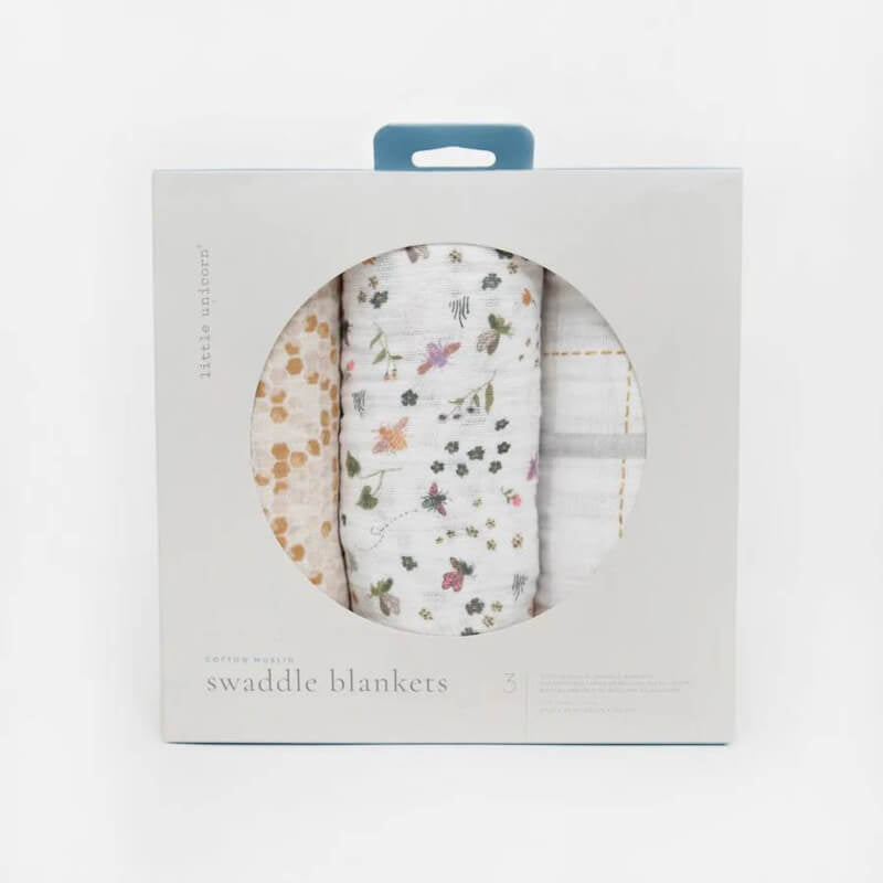 Little Unicorn Muslin Swaddle Set - Garden Bees