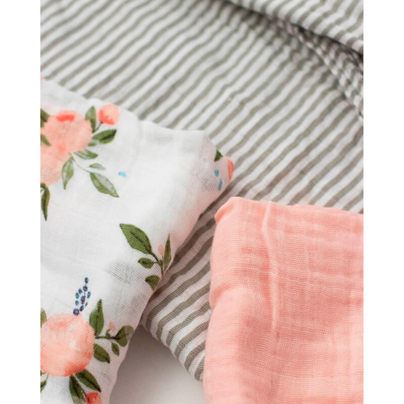 Little Unicorn Muslin Swaddle Set - Watercolour Roses