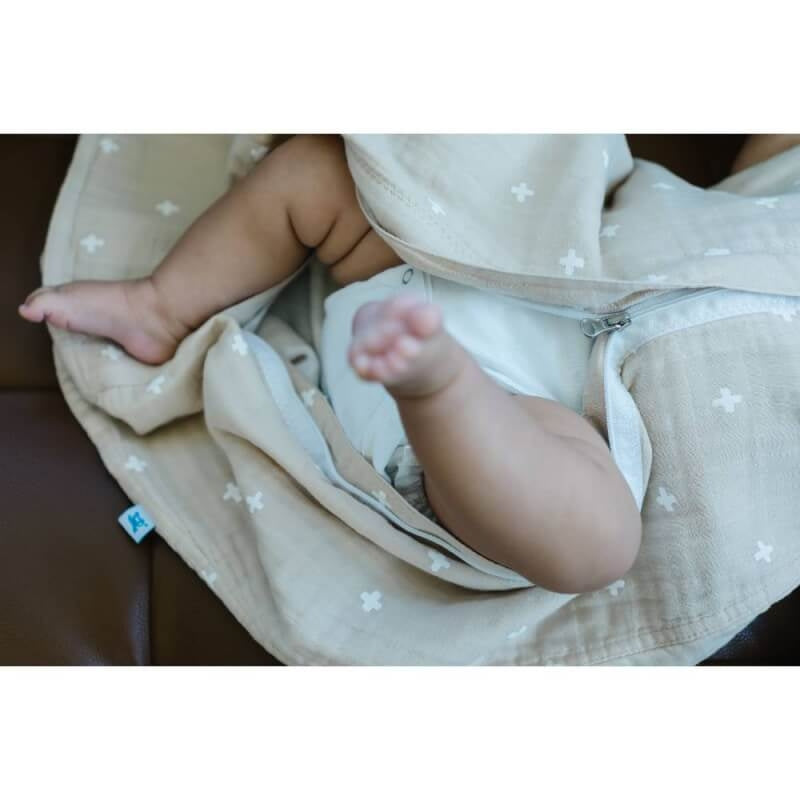 Little Unicorn Taupe Cross Muslin Sleeping Bag