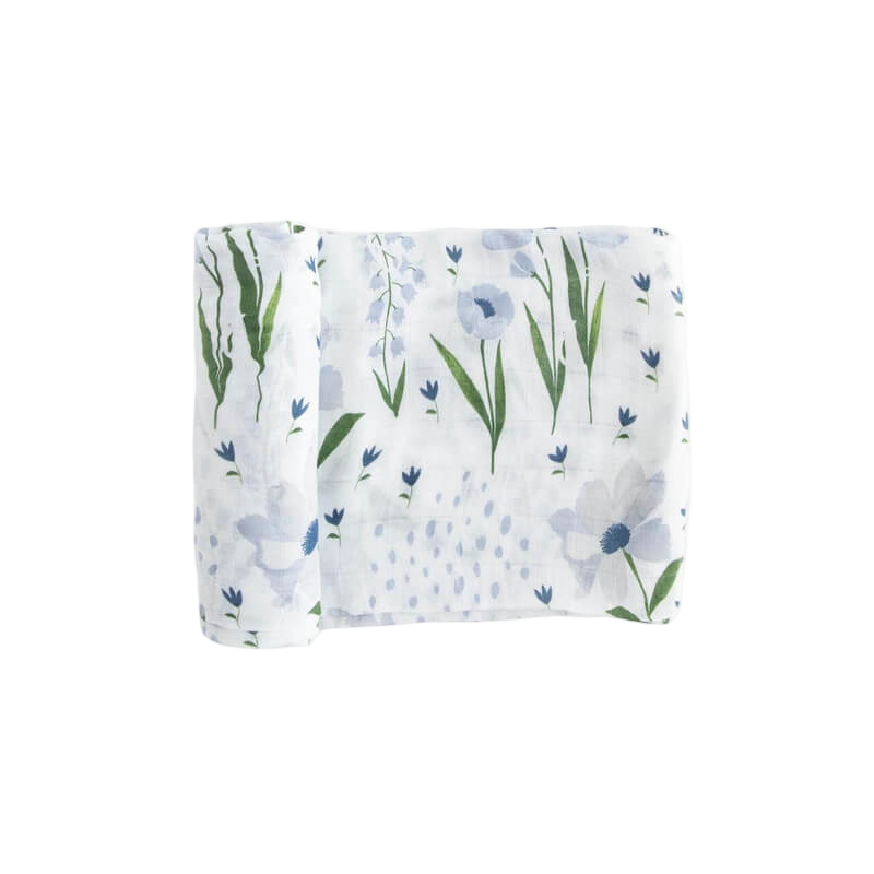 Little Unicorn Muslin Swaddle - Blue Windflower