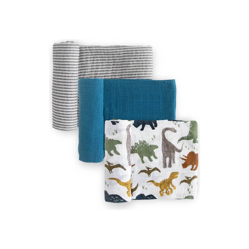 Little Unicorn Muslin Swaddle Set - Dino Friends 2