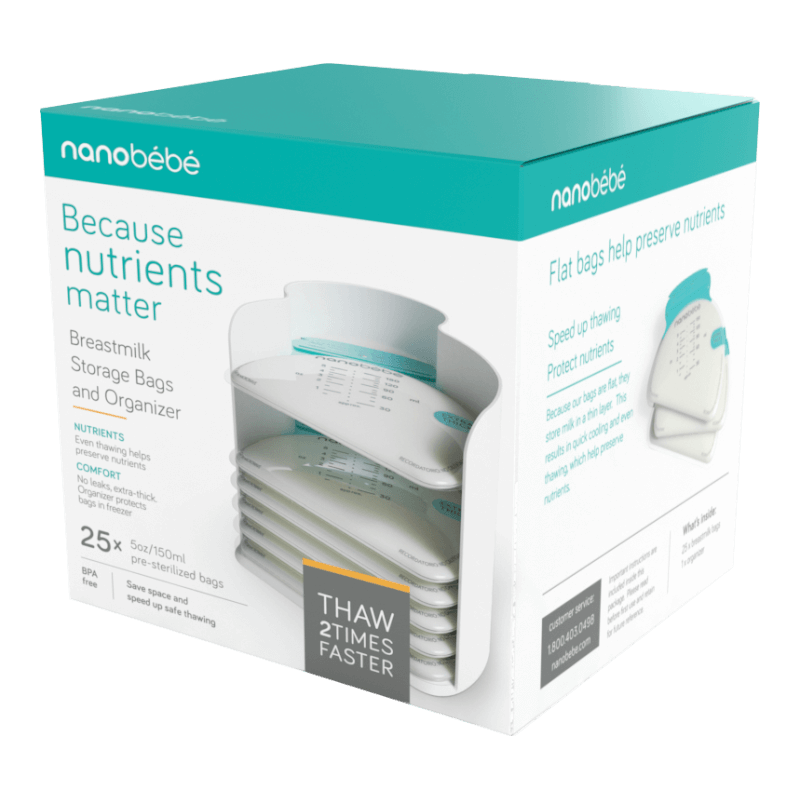 Nanobebe 25 Breastmilk Storage Bags and Organiser