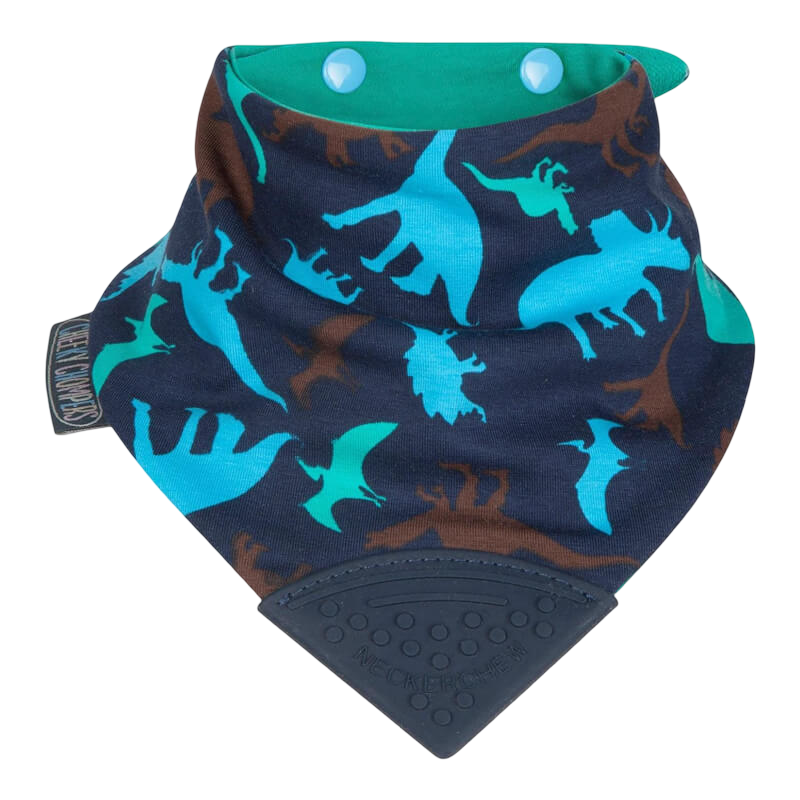Cheeky Chompers Neckerchew Teething Dribble Bib - Dino Friends