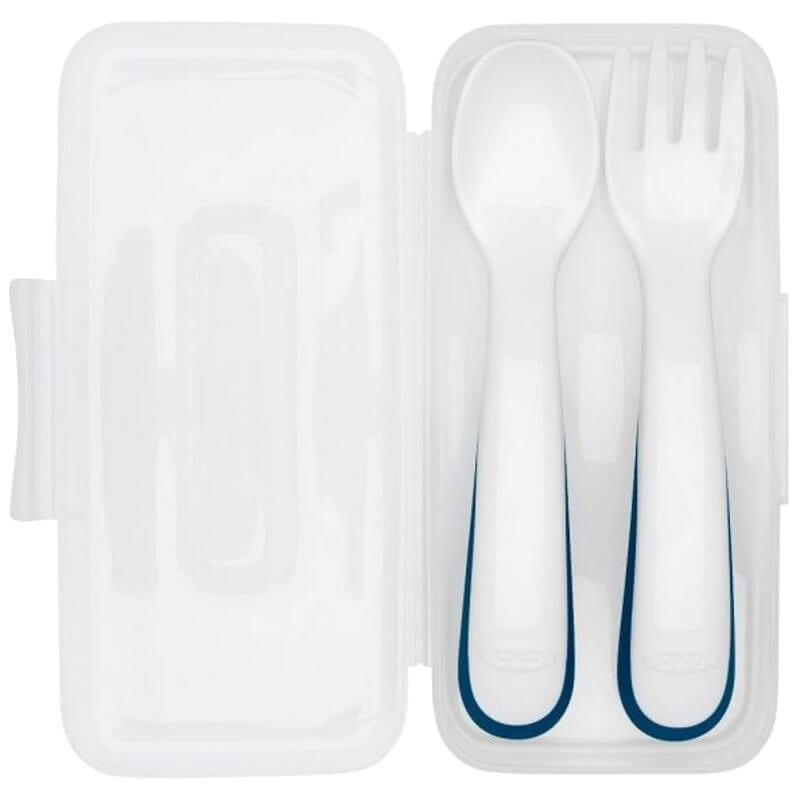 OXO Tot On-the-Go Plastic Fork and Spoon Set with Travel Case