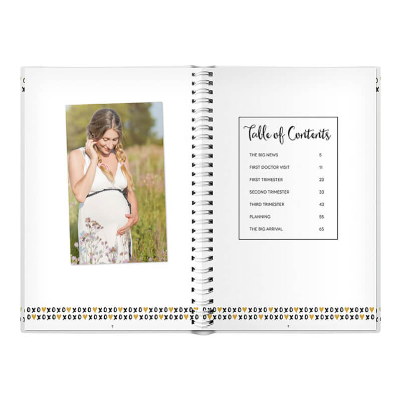 Pearhead Pregnancy Journal - Black/White/Gold