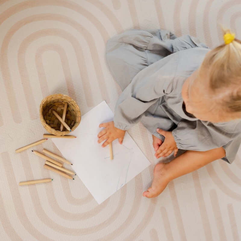 Toddlekind Premium Foam Play Mats 120x180cm - Linear Collection - Linen