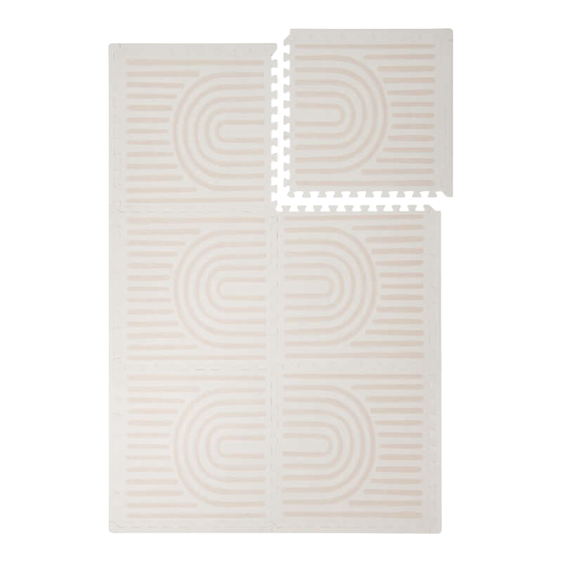 Toddlekind Premium Foam Play Mats 120x180cm - Linear Collection - Linen
