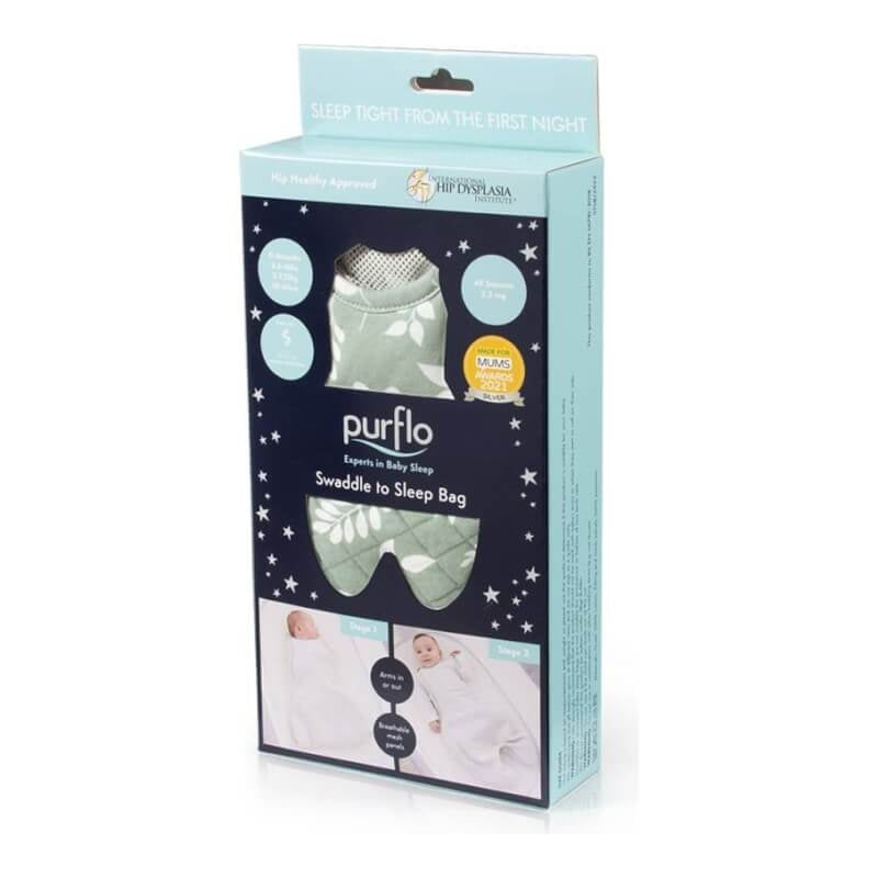 Purflo Swaddle to Sleep Bag 2.5 TOG - Fern
