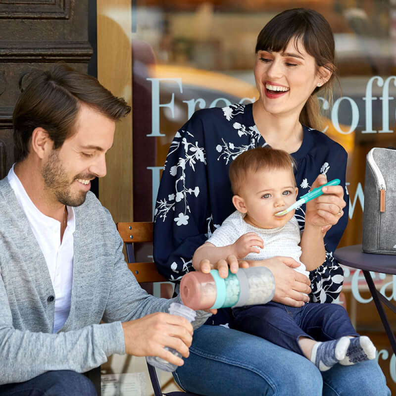 Skip Hop Easy-Fold Travel Spoons - Grey & Soft Teal (2-Pack)