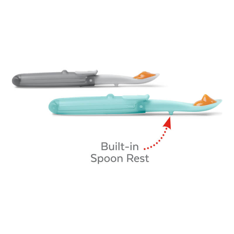 Skip Hop Easy-Fold Travel Spoons - Grey & Soft Teal (2-Pack)