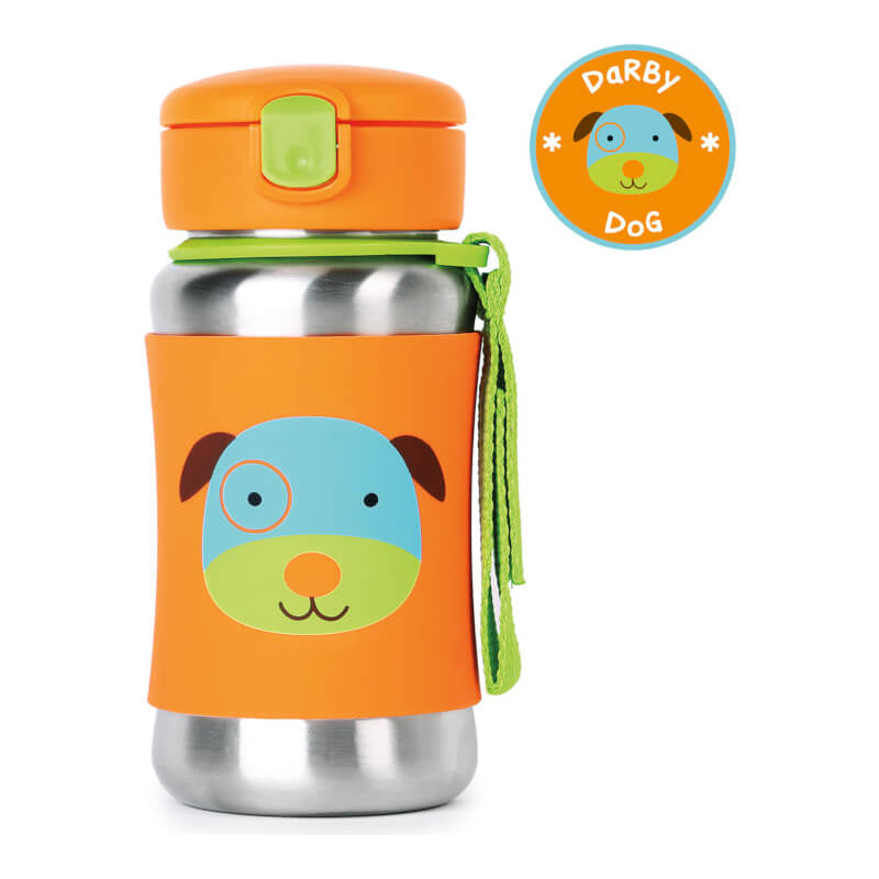 Skip Hop Zoo Stainless Steel Straw Bottle - Dog