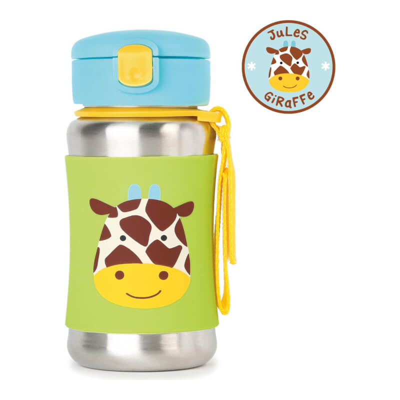 Skip Hop Zoo Stainless Steel Straw Bottle - Giraffe