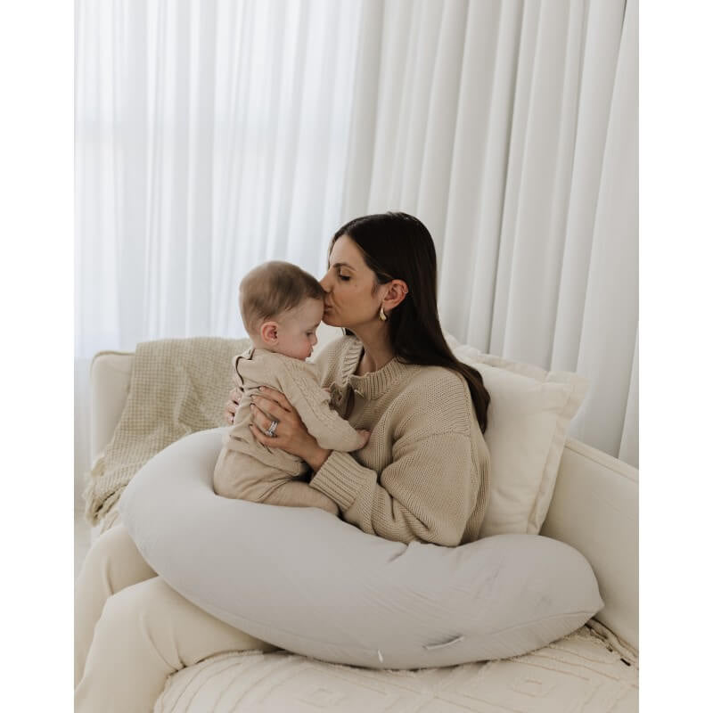Theraline The Original Maternity and Nursing Pillow - Light Grey Muslin