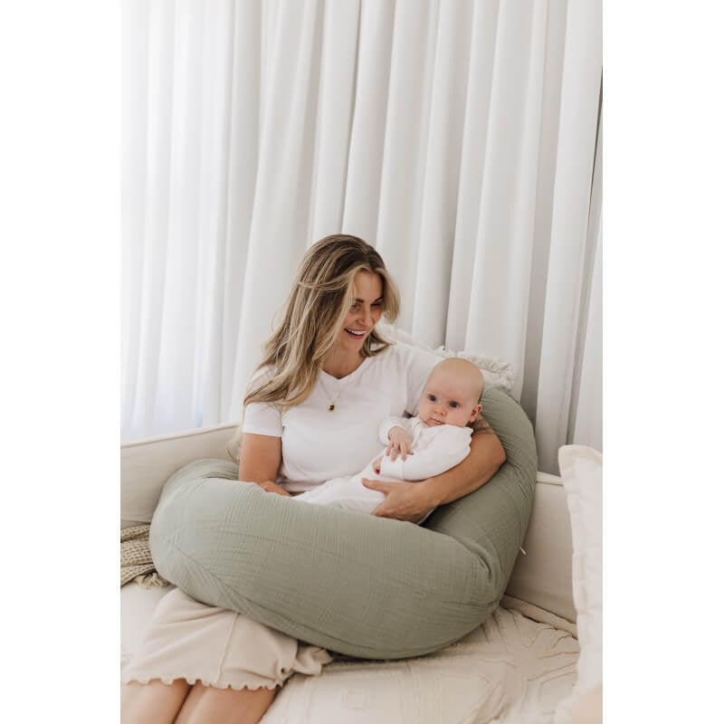 Maternity and Nursing Pillow - Sage Muslin