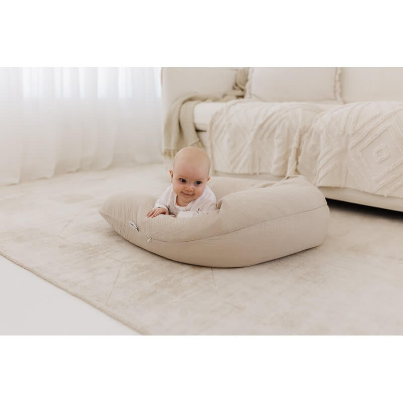 Maternity and Nursing Pillow - Sand Beige Muslin