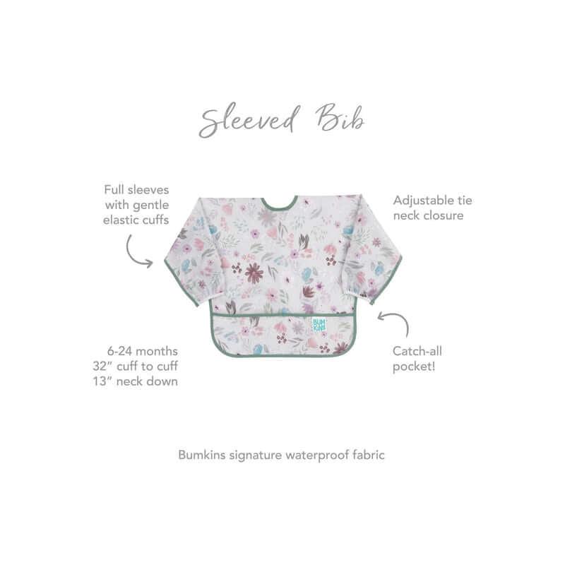 Bumkins Waterproof Sleeved Bib - Floral