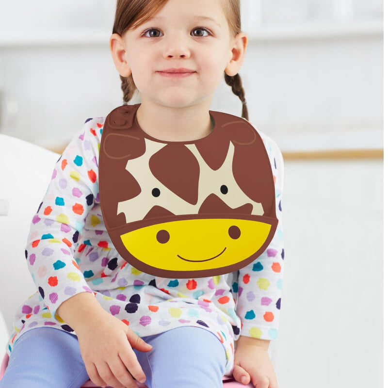Skip Hop Zoo Fold & Go Silicone Bib - Giraffe